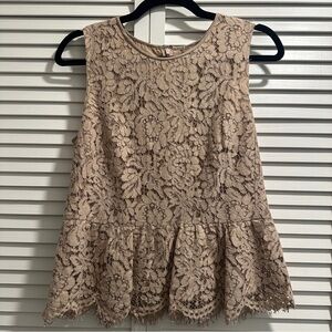 J.Crew Lace Peplum Top Tan 8